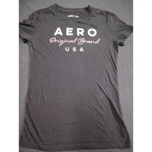 Aeropostale Original Brand USA Women's Black Tee With Pink Glitter Letters